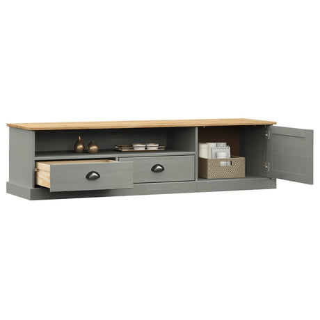 Vidaxl tv-meubel vigo 156x40x40 cm massief grenenhout grijs