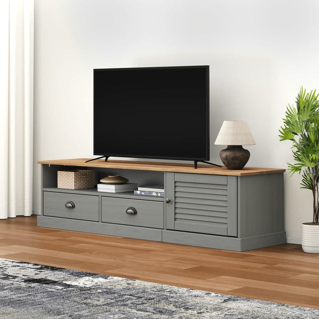 Vidaxl tv-meubel vigo 156x40x40 cm massief grenenhout grijs