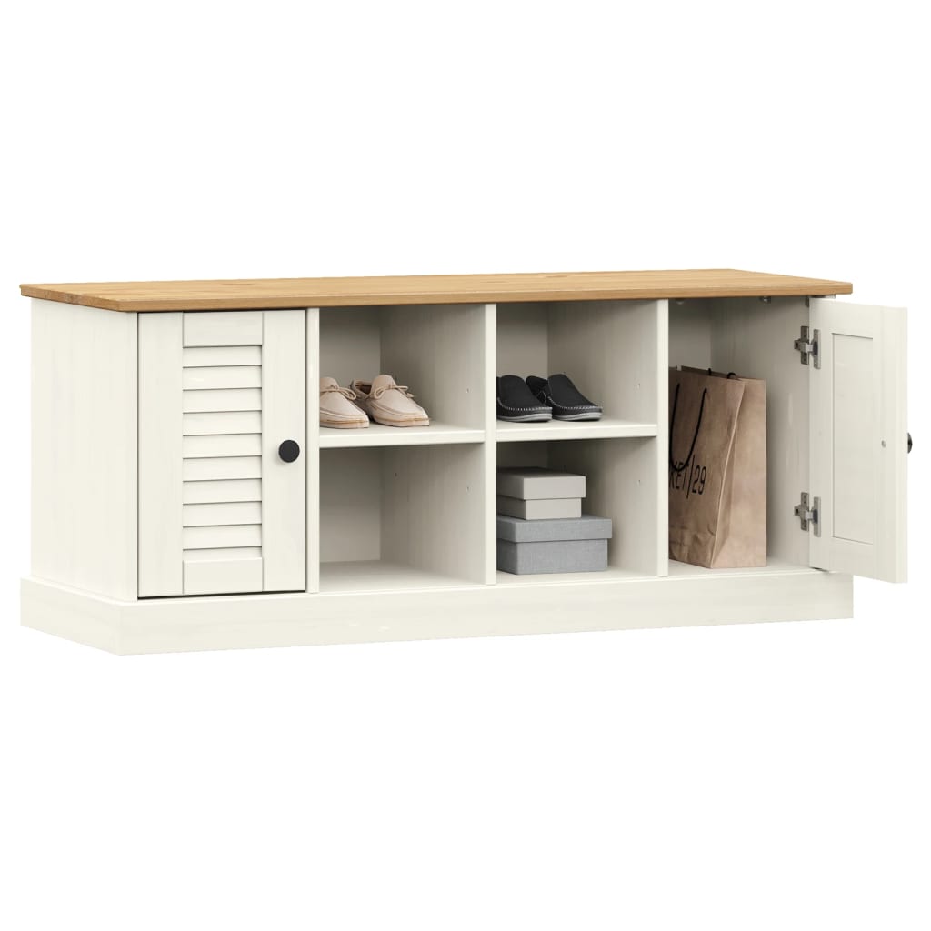 Vidaxl schoenenbank vigo 106x35x40 cm massief grenenhout wit