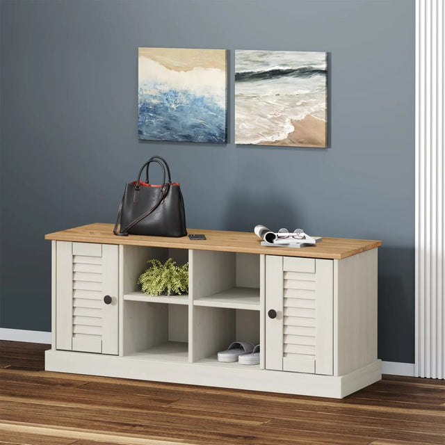 Vidaxl schoenenbank vigo 106x35x40 cm massief grenenhout wit