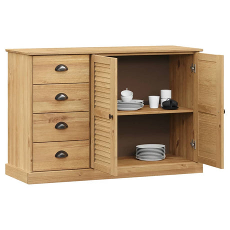 Vidaxl dressoir met lades vigo 113x40x75 cm massief grenenhout