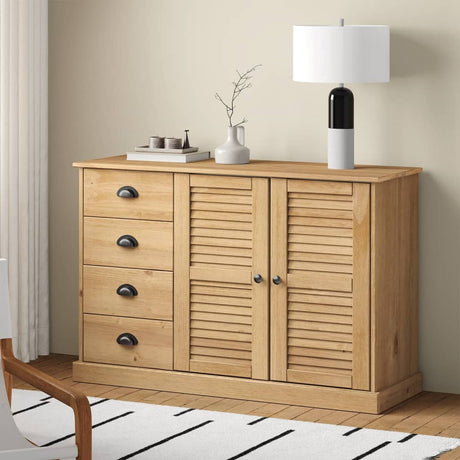 Vidaxl dressoir met lades vigo 113x40x75 cm massief grenenhout