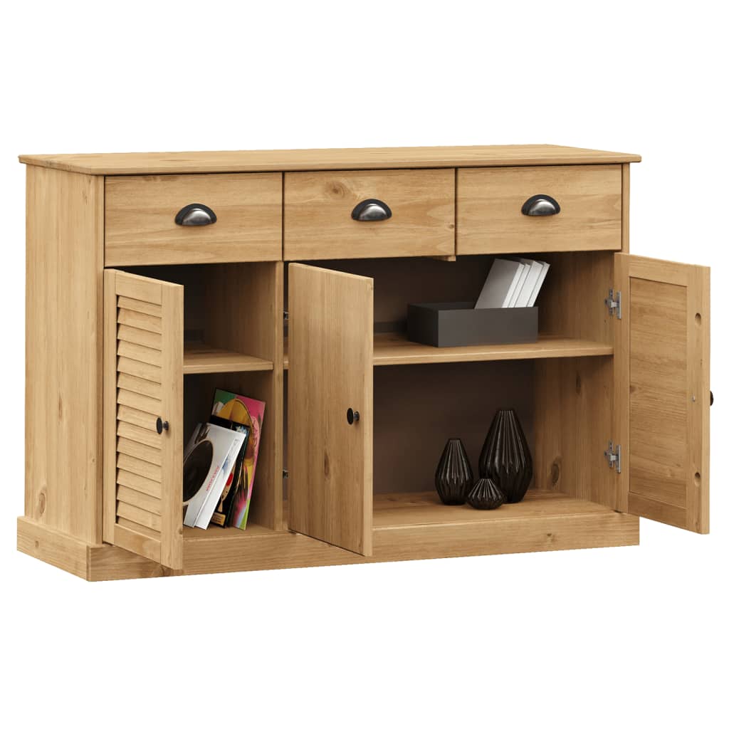 Vidaxl dressoir met lades vigo 113x40x75 cm massief grenenhout