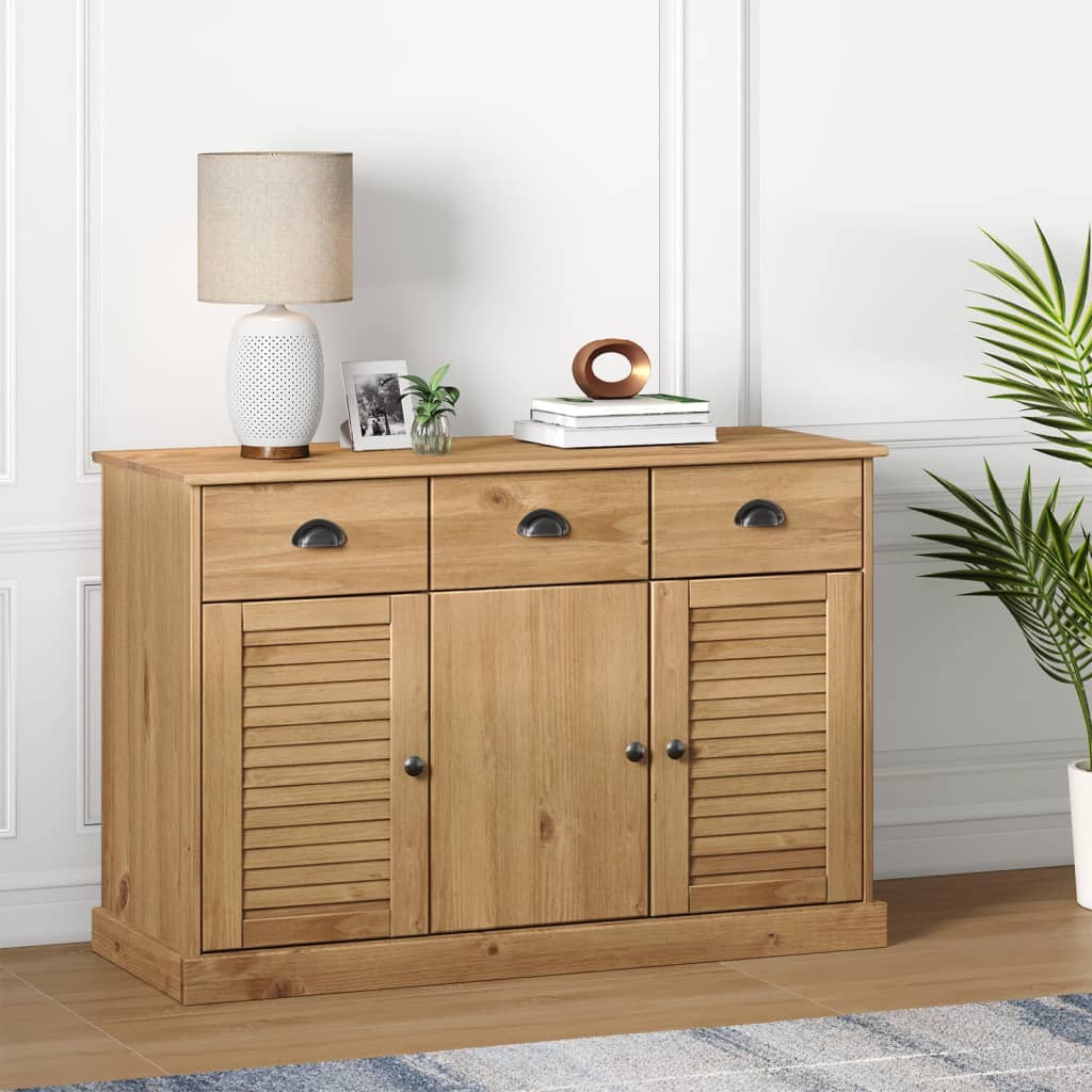 Vidaxl dressoir met lades vigo 113x40x75 cm massief grenenhout