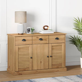 Vidaxl dressoir met lades vigo 113x40x75 cm massief grenenhout