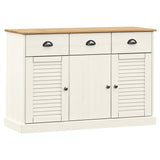 Vidaxl dressoir met lades vigo 113x40x75 cm massief grenenhout wit