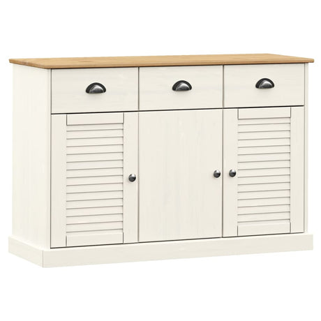 Vidaxl dressoir met lades vigo 113x40x75 cm massief grenenhout wit