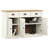 Vidaxl dressoir met lades vigo 113x40x75 cm massief grenenhout wit