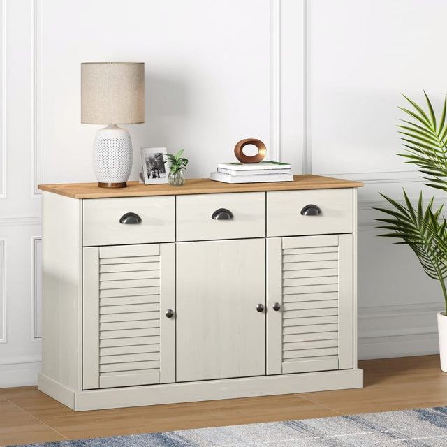 Vidaxl dressoir met lades vigo 113x40x75 cm massief grenenhout wit