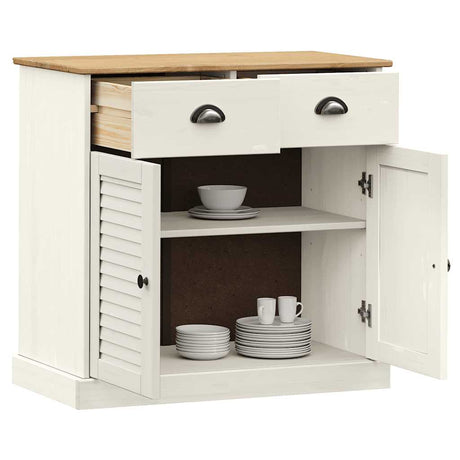 Vidaxl dressoir met lades vigo 78x40x75 cm massief grenenhout wit