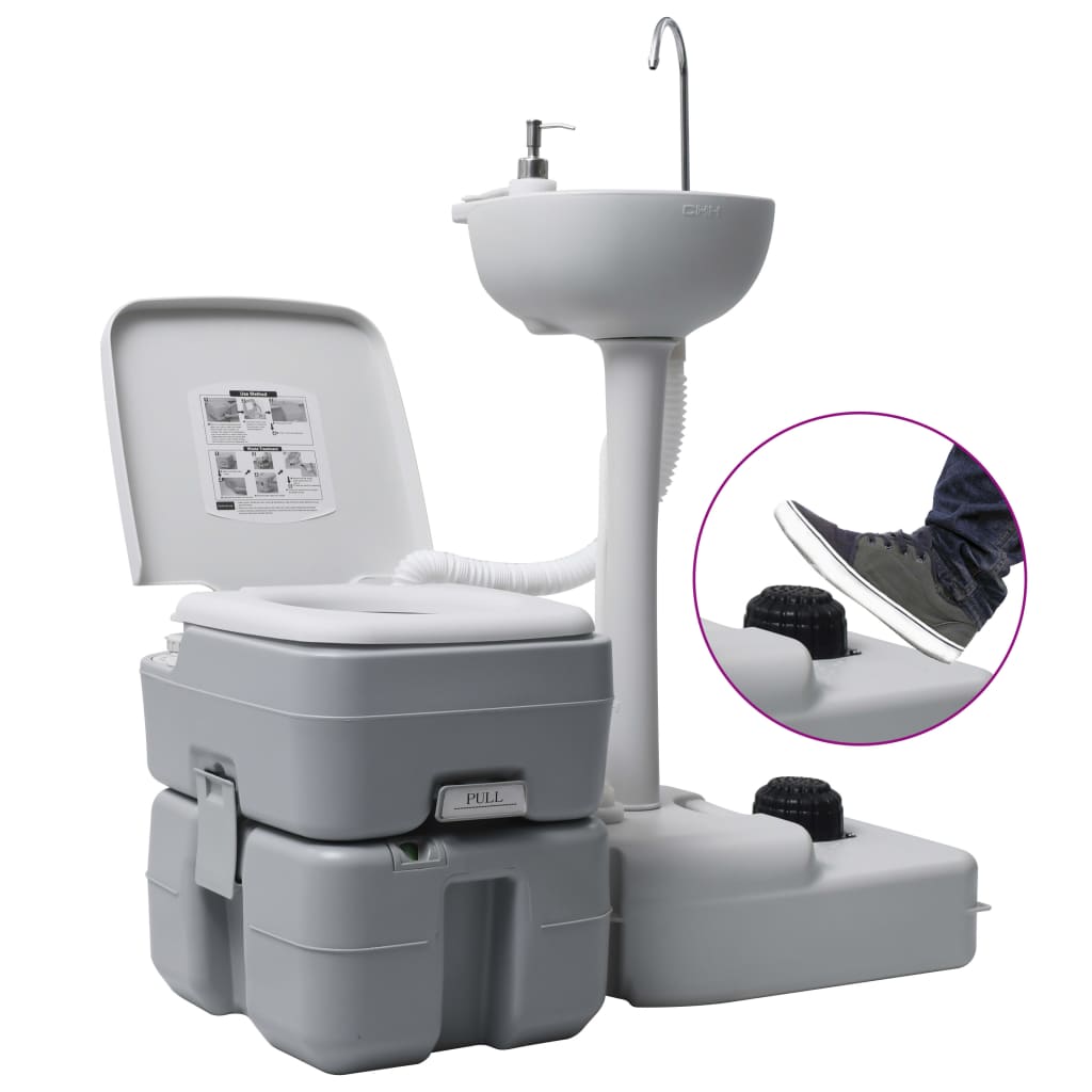 VidaXL Campingtoilette und Waschbecken mit Wassertank