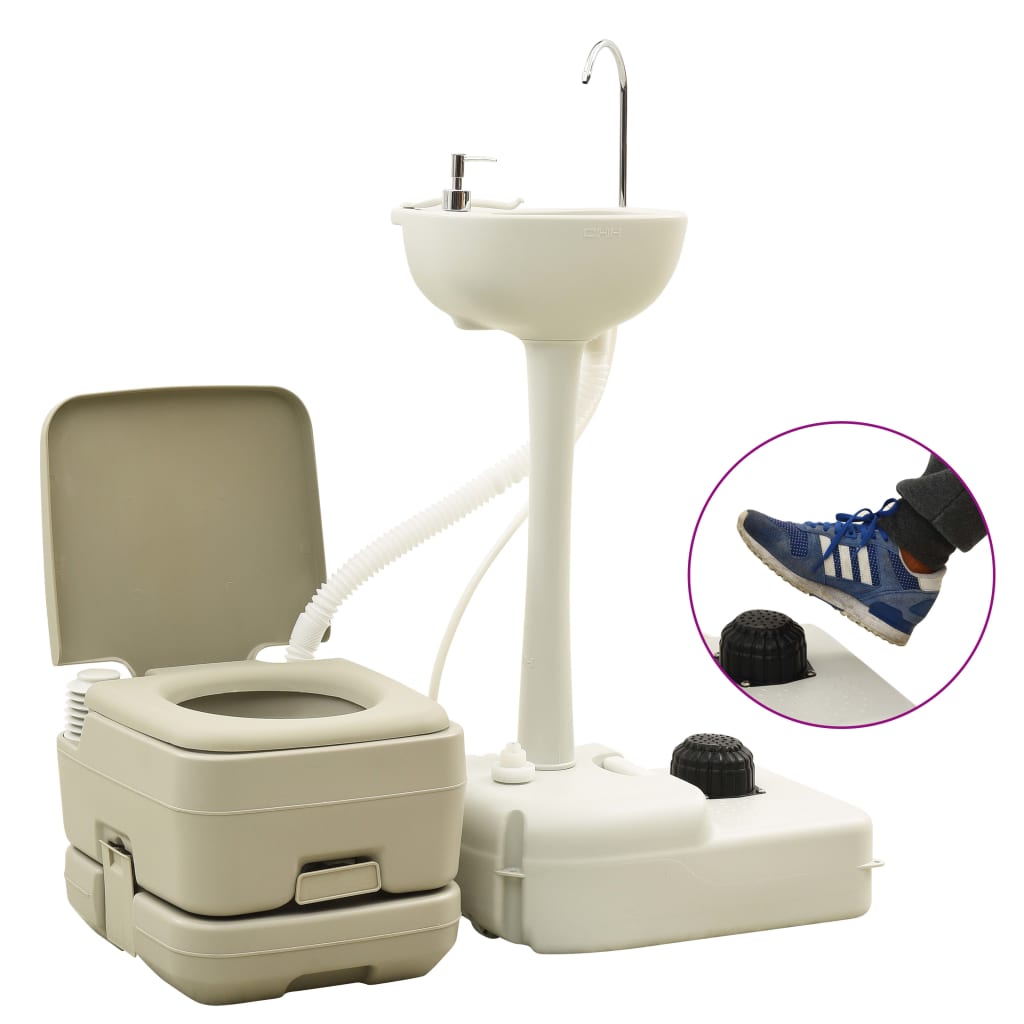 VidaXL Campingtoilette und Waschbecken mit Wassertank
