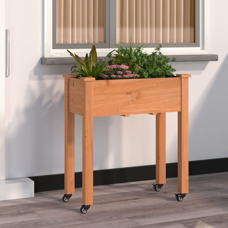 Vidaxl plantenbak op wieltjes 71x37x80 cm massief vurenhout