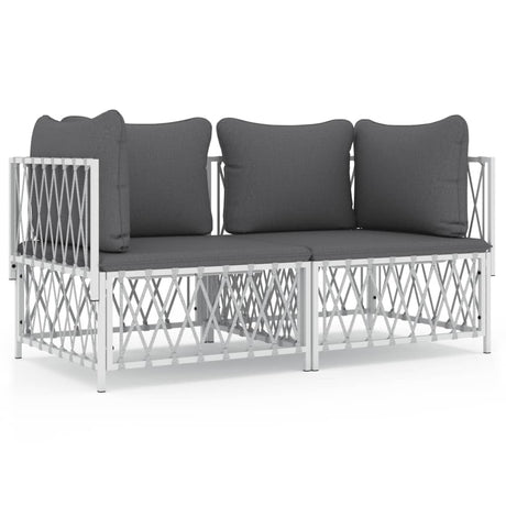 Vidaxl 2-delige loungeset met kussens staal wit