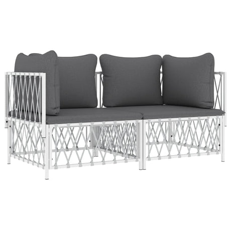 Vidaxl 2-delige loungeset met kussens staal wit