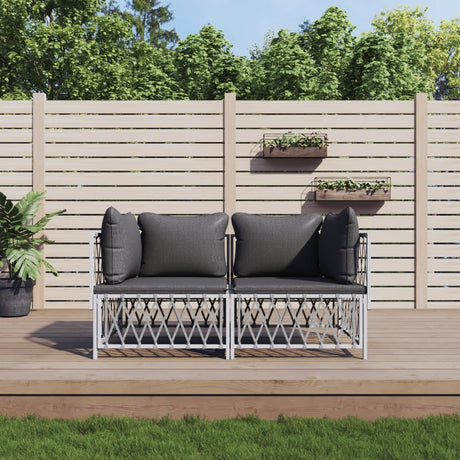 Vidaxl 2-delige loungeset met kussens staal wit