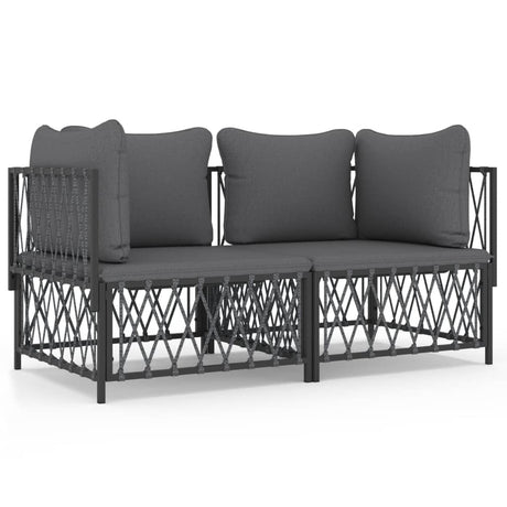 Vidaxl 2-delige loungeset met kussens staal antracietkleurig