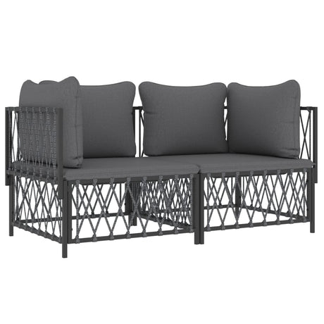 Vidaxl 2-delige loungeset met kussens staal antracietkleurig