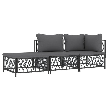 Vidaxl 3-delige loungeset met kussens staal antracietkleurig