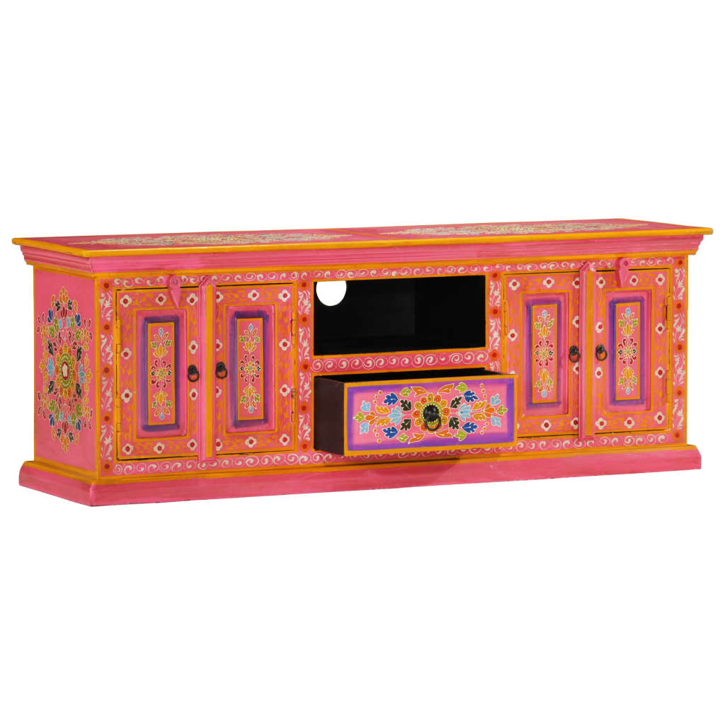 Vidaxl tv-meubel 110x30x40 cm massief mangohout roze