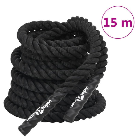 VidaXL Kampfseil schwarz 15 m 11 kg Polyester