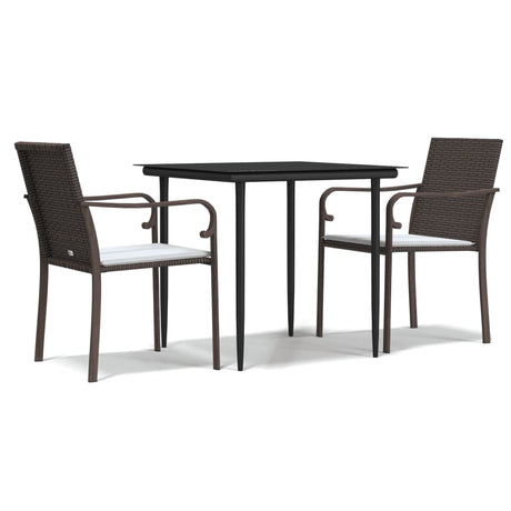 Vidaxl 3-delige tuinset met kussens poly rattan en staal