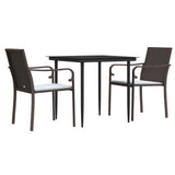 Vidaxl 3-delige tuinset met kussens poly rattan en staal