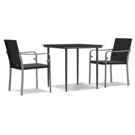 Vidaxl 3-delige tuinset met kussens poly rattan en staal