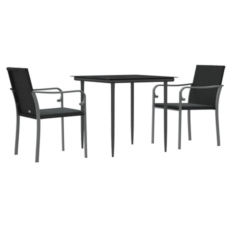 Vidaxl 3-delige tuinset met kussens poly rattan en staal