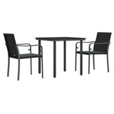 Vidaxl 3-delige tuinset met kussens poly rattan en staal
