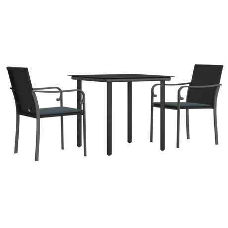 Vidaxl 3-delige tuinset met kussens poly rattan en staal