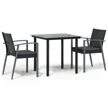 Vidaxl 3-delige tuinset met kussens poly rattan en staal