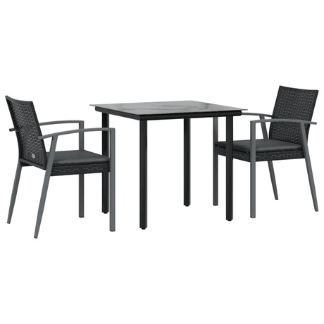 Vidaxl 3-delige tuinset met kussens poly rattan en staal