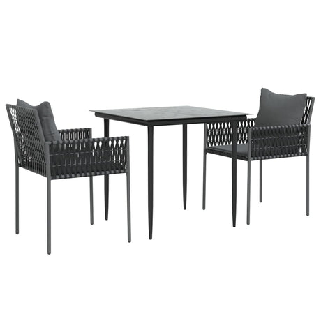 Vidaxl 3-delige tuinset met kussens poly rattan en staal