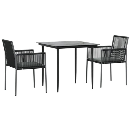 Vidaxl 3-delige tuinset met kussens poly rattan en staal zwart