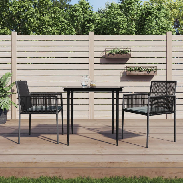 Vidaxl 3-delige tuinset met kussens poly rattan en staal zwart
