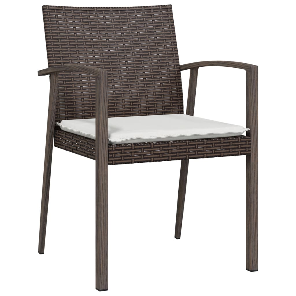 Vidaxl tuinstoelen 4 st met kussens 56,5x57x83 cm poly rattan bruin