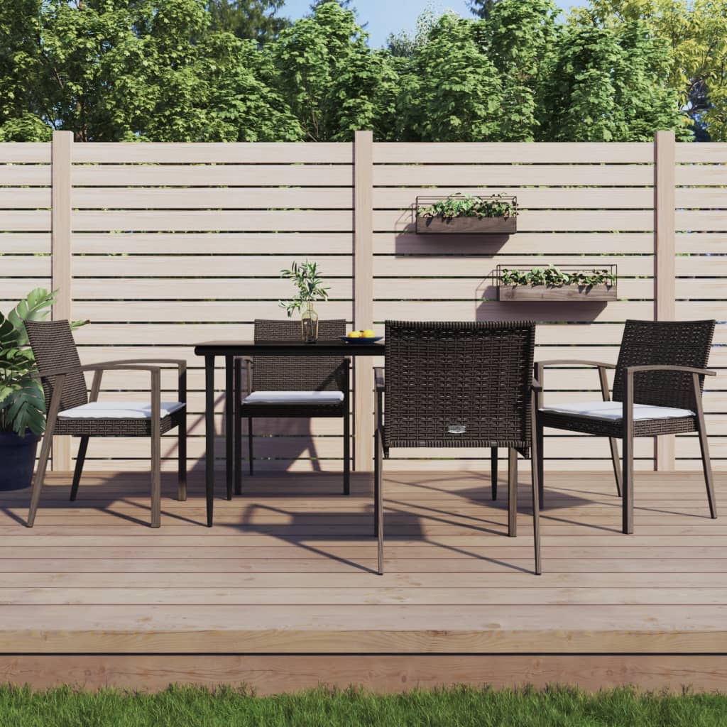 Vidaxl tuinstoelen 4 st met kussens 56,5x57x83 cm poly rattan bruin