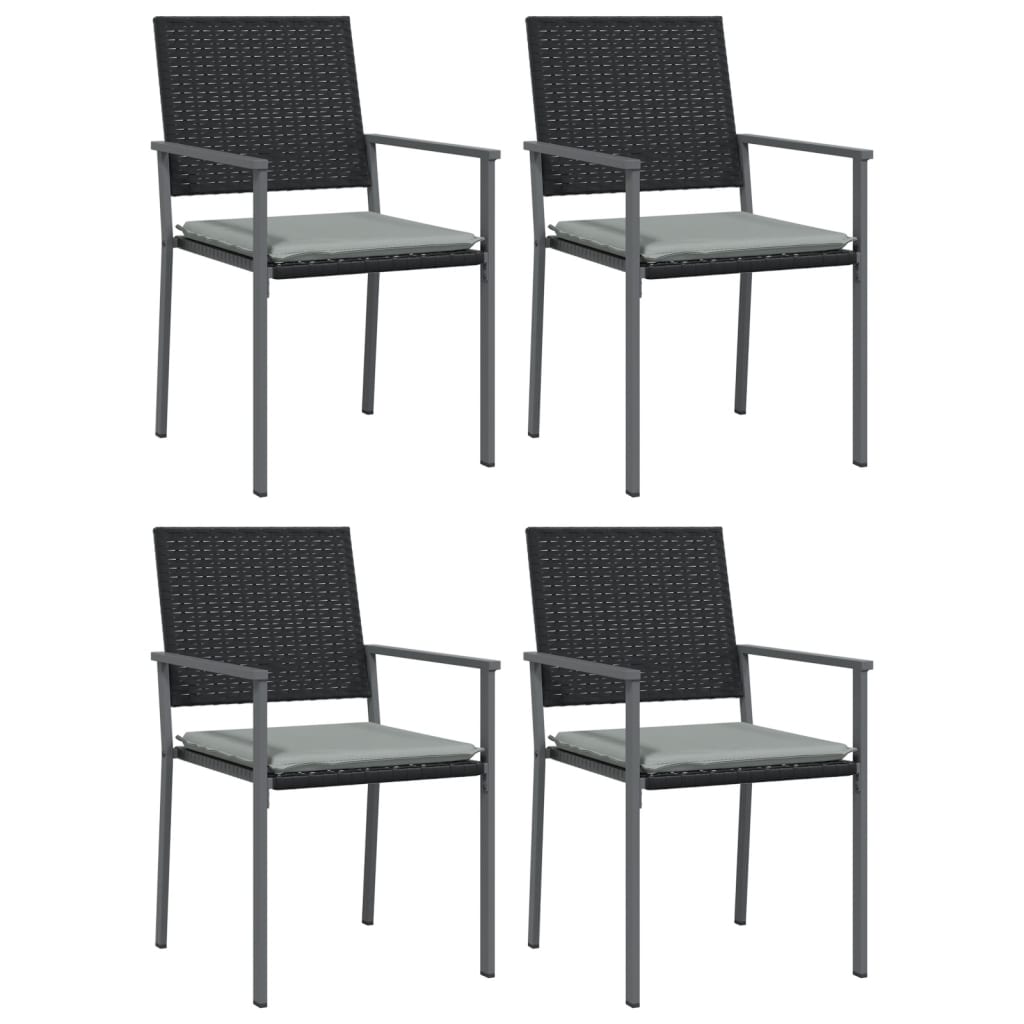 Vidaxl tuinstoelen 4 st met kussens 54x62,5x89 cm poly rattan zwart