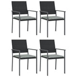 Vidaxl tuinstoelen 4 st met kussens 54x62,5x89 cm poly rattan zwart