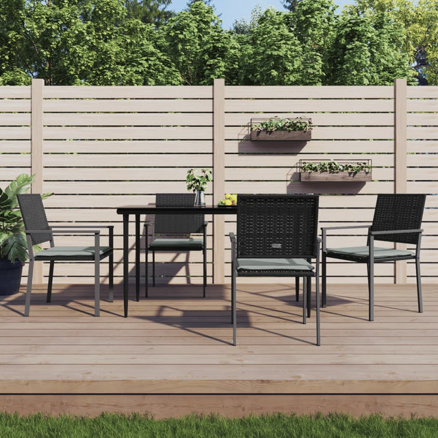 Vidaxl tuinstoelen 4 st met kussens 54x62,5x89 cm poly rattan zwart