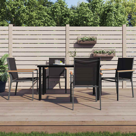Vidaxl tuinstoelen 4 st 55x61,5x90 cm textileen en staal zwart