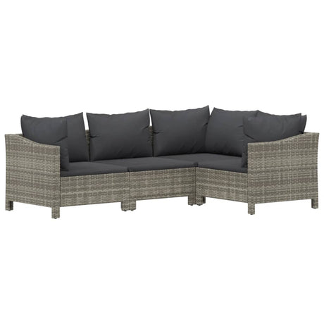 Vidaxl 4-delige loungeset met kussens poly rattan grijs
