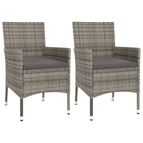 Vidaxl 3-delige bistroset met kussens poly rattan grijs