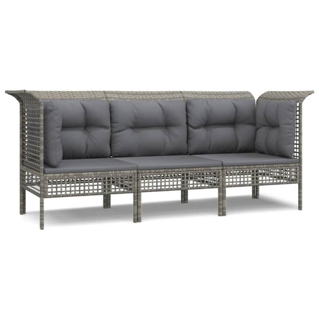 Vidaxl 3-delige loungeset met kussens poly rattan grijs