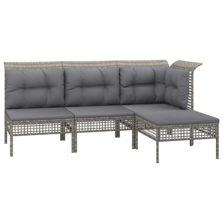 Vidaxl 4-delige loungeset met kussens poly rattan grijs