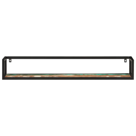 Vidaxl wandschappen 2 st 110x17x17 cm massief gerecycled hout en ijzer
