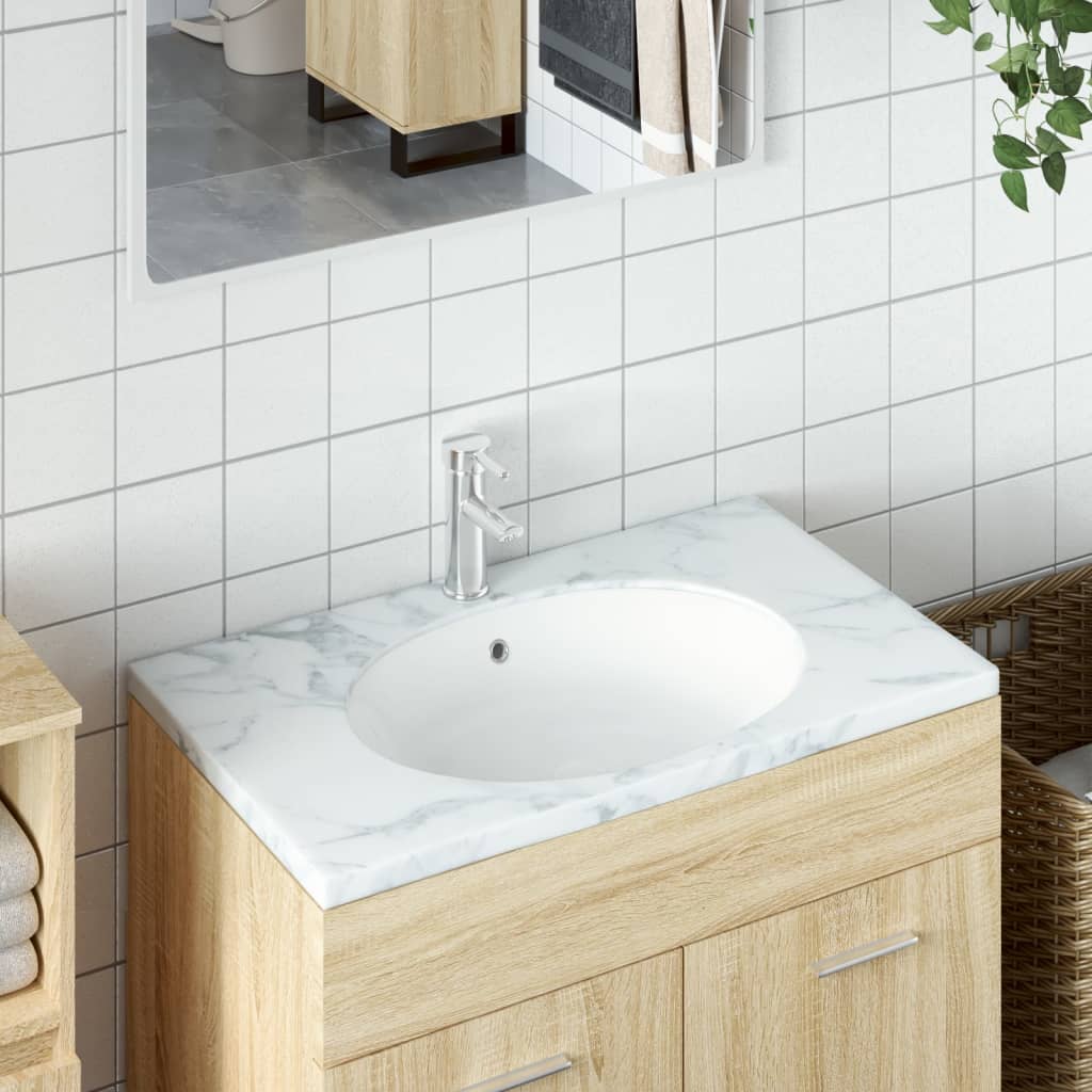 Vidaxx Waschbecken oval 49x40,5x21 cm Keramik weiß