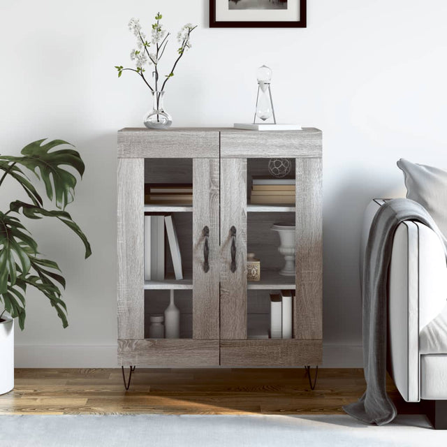 Vidaxl dressoir 69,5x34x90 cm bewerkt hout grijs sonoma eikenkleurig