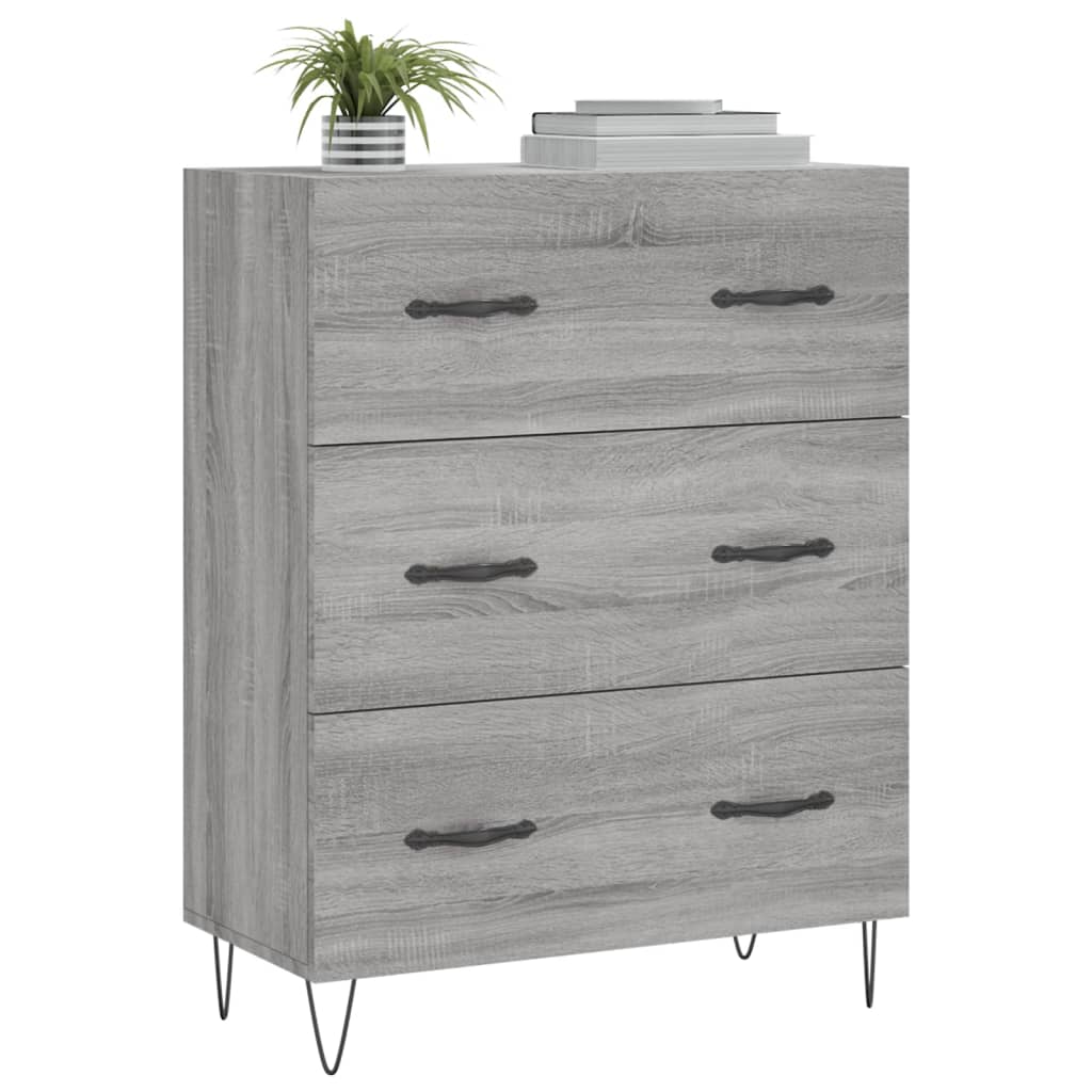 Vidaxl dressoir 69,5x34x90 cm bewerkt hout grijs sonoma eikenkleurig